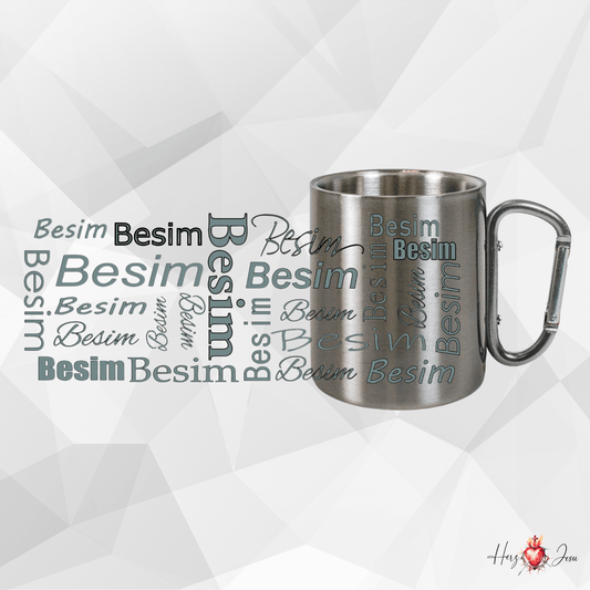 Personalisierte Edelstahl Tasse mit Namen Kaffeetasse Geschenkidee Camping Outdoor_005K - Herz Jesu