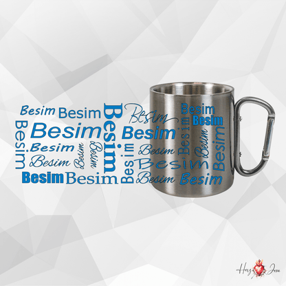 Personalisierte Edelstahl Tasse mit Namen Kaffeetasse Geschenkidee Camping Outdoor_005K - Herz Jesu