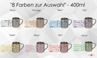 Personalisierte Edelstahl Tasse mit Namen Kaffeetasse Geschenkidee Camping Outdoor_005K - Herz Jesu