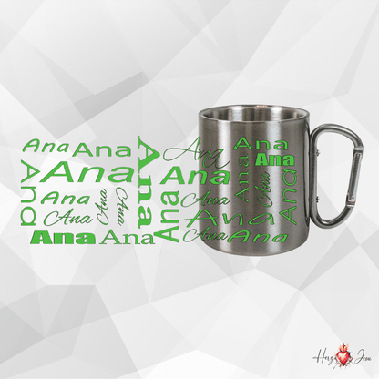 Personalisierte Edelstahl Tasse mit Namen Kaffeetasse Geschenkidee Camping Outdoor_005K - Herz Jesu