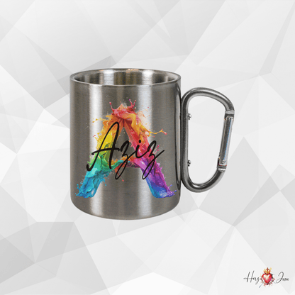 Personalisierte Edelstahl Tasse mit Namen Kaffeetasse Geschenkidee Camping Outdoor_008K - Herz Jesu