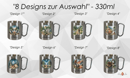 Personalisierte Edelstahl Tasse mit Namen Kaffeetasse Geschenkidee Camping Outdoor_009K - Herz Jesu