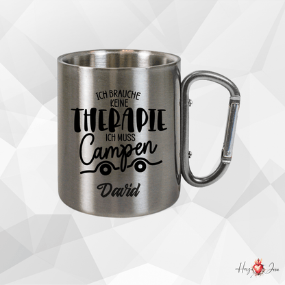 Personalisierte Edelstahl Tasse mit Namen Kaffeetasse Geschenkidee Camping Outdoor_012K - Herz Jesu