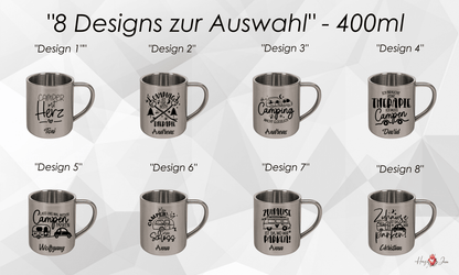 Personalisierte Edelstahl Tasse mit Namen Kaffeetasse Geschenkidee Camping Outdoor_012K - Herz Jesu