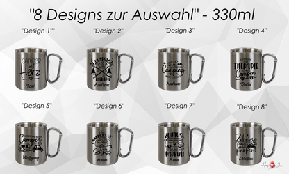 Personalisierte Edelstahl Tasse mit Namen Kaffeetasse Geschenkidee Camping Outdoor_012K - Herz Jesu