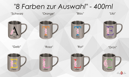 Personalisierte Edelstahl Tasse mit Namen Kaffeetasse Geschenkidee Camping Outdoor_013K - Herz Jesu