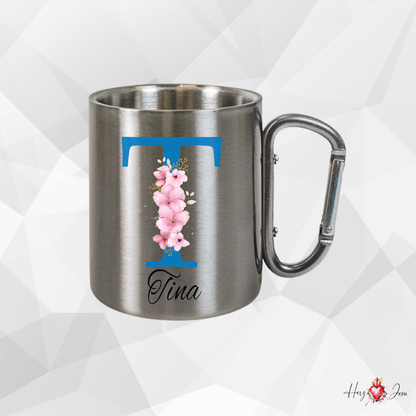 Personalisierte Edelstahl Tasse mit Namen Kaffeetasse Geschenkidee Camping Outdoor_013K - Herz Jesu