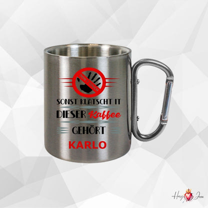 Personalisierte Edelstahl Tasse mit Namen Kaffeetasse Geschenkidee Camping Outdoor_015K - Herz Jesu
