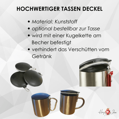Personalisierte Edelstahl Tasse mit Namen Kaffeetasse Geschenkidee Camping Outdoor_015K - Herz Jesu