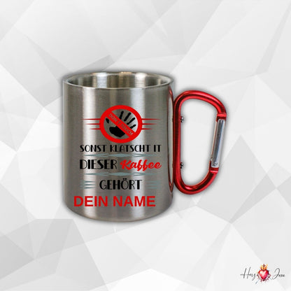 Personalisierte Edelstahl Tasse mit Namen Kaffeetasse Geschenkidee Camping Outdoor_015K - Herz Jesu