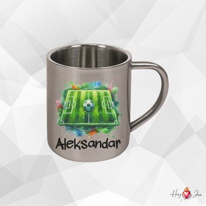 Personalisierte Edelstahl Tasse mit Namen Kaffeetasse Geschenkidee Camping Outdoor Fußball_014K - Herz Jesu