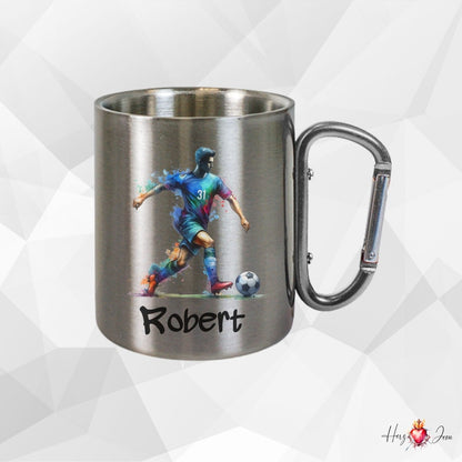 Personalisierte Edelstahl Tasse mit Namen Kaffeetasse Geschenkidee Camping Outdoor Fußball_014K - Herz Jesu