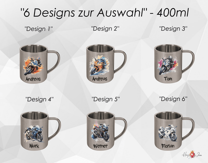 Personalisierte Edelstahl Tasse mit Namen Kaffeetasse Geschenkidee Camping Outdoor Motorrad_016K - Herz Jesu
