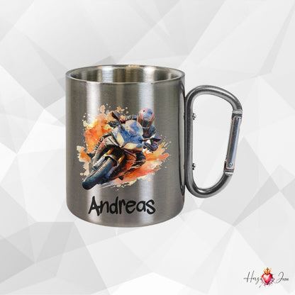 Personalisierte Edelstahl Tasse mit Namen Kaffeetasse Geschenkidee Camping Outdoor Motorrad_016K - Herz Jesu