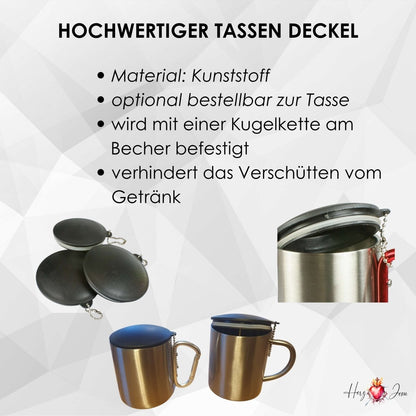 Personalisierte Edelstahl Tasse mit Namen Kaffeetasse Geschenkidee Camping Weihnachtsmotiv Rentier Motiv_023K - Herz Jesu