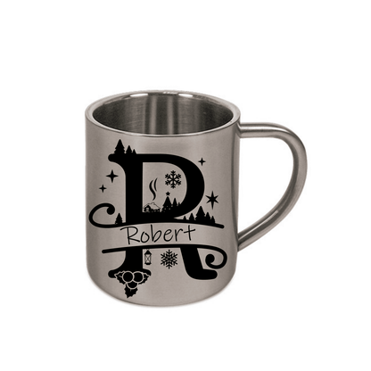 Personalisierte Edelstahl Weihnachtstasse mit deinem Namen Camping Outdoor_0006K - Herz Jesu