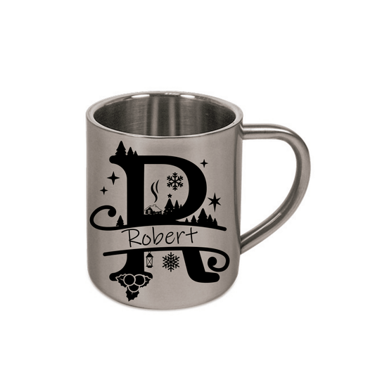 Personalisierte Edelstahl Weihnachtstasse mit deinem Namen Camping Outdoor_0006K - Herz Jesu
