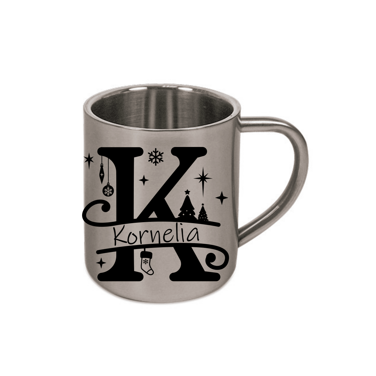 Personalisierte Edelstahl Weihnachtstasse mit deinem Namen Camping Outdoor_0006K - Herz Jesu