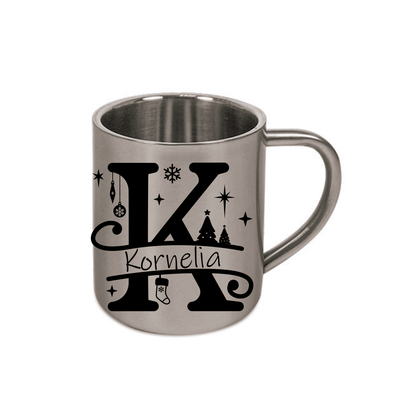 Personalisierte Edelstahl Weihnachtstasse mit deinem Namen Camping Outdoor_0006K - Herz Jesu