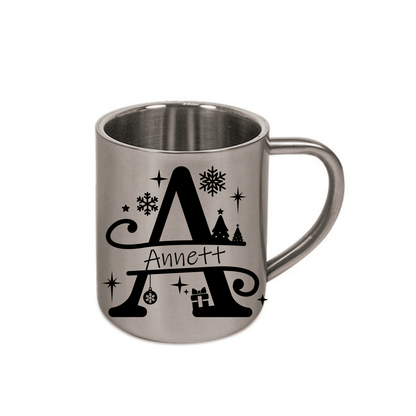 Personalisierte Edelstahl Weihnachtstasse mit deinem Namen Camping Outdoor_0006K - Herz Jesu