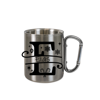 Personalisierte Edelstahl Weihnachtstasse mit deinem Namen Camping Outdoor_0006K - Herz Jesu
