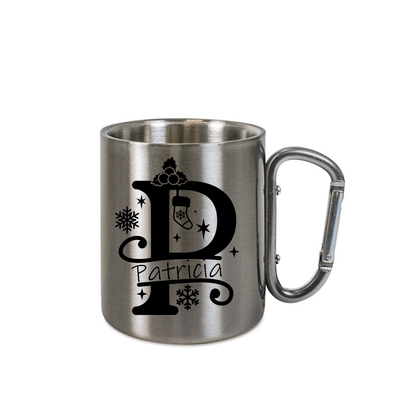Personalisierte Edelstahl Weihnachtstasse mit deinem Namen Camping Outdoor_0006K - Herz Jesu