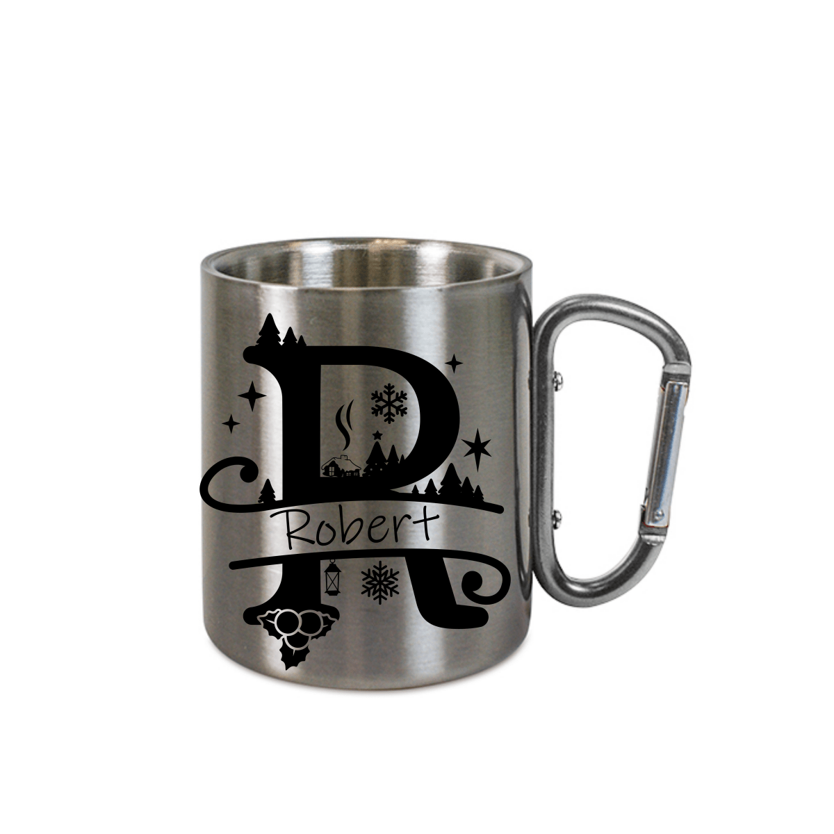Personalisierte Edelstahl Weihnachtstasse mit deinem Namen Camping Outdoor_0006K - Herz Jesu