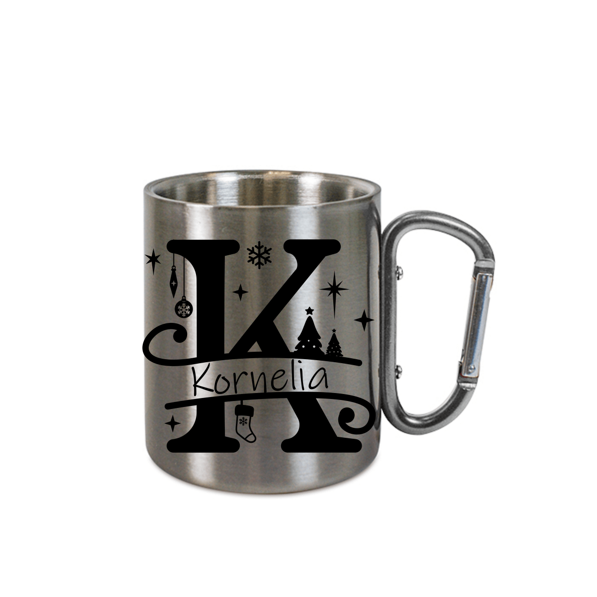 Personalisierte Edelstahl Weihnachtstasse mit deinem Namen Camping Outdoor_0006K - Herz Jesu