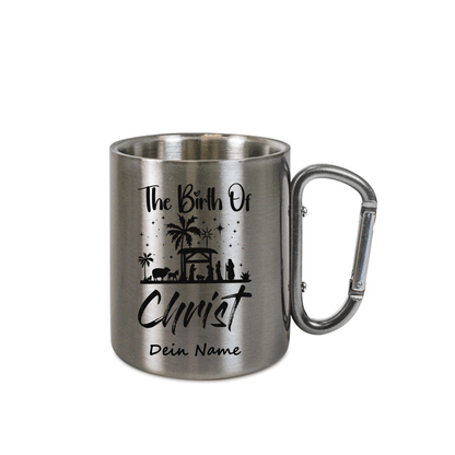 Personalisierte Edelstahl Weihnachtstasse mit deinem Namen Camping Outdoor_0007K - Herz Jesu