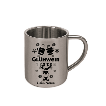 Personalisierte Edelstahl Weihnachtstasse mit deinem Namen Camping Outdoor_0007K - Herz Jesu
