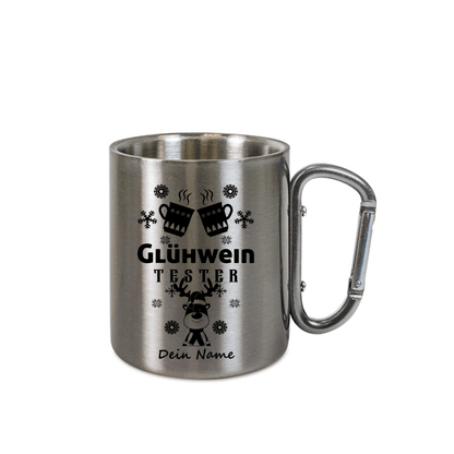 Personalisierte Edelstahl Weihnachtstasse mit deinem Namen Camping Outdoor_0007K - Herz Jesu