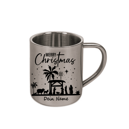 Personalisierte Edelstahl Weihnachtstasse mit deinem Namen Camping Outdoor_0007K - Herz Jesu