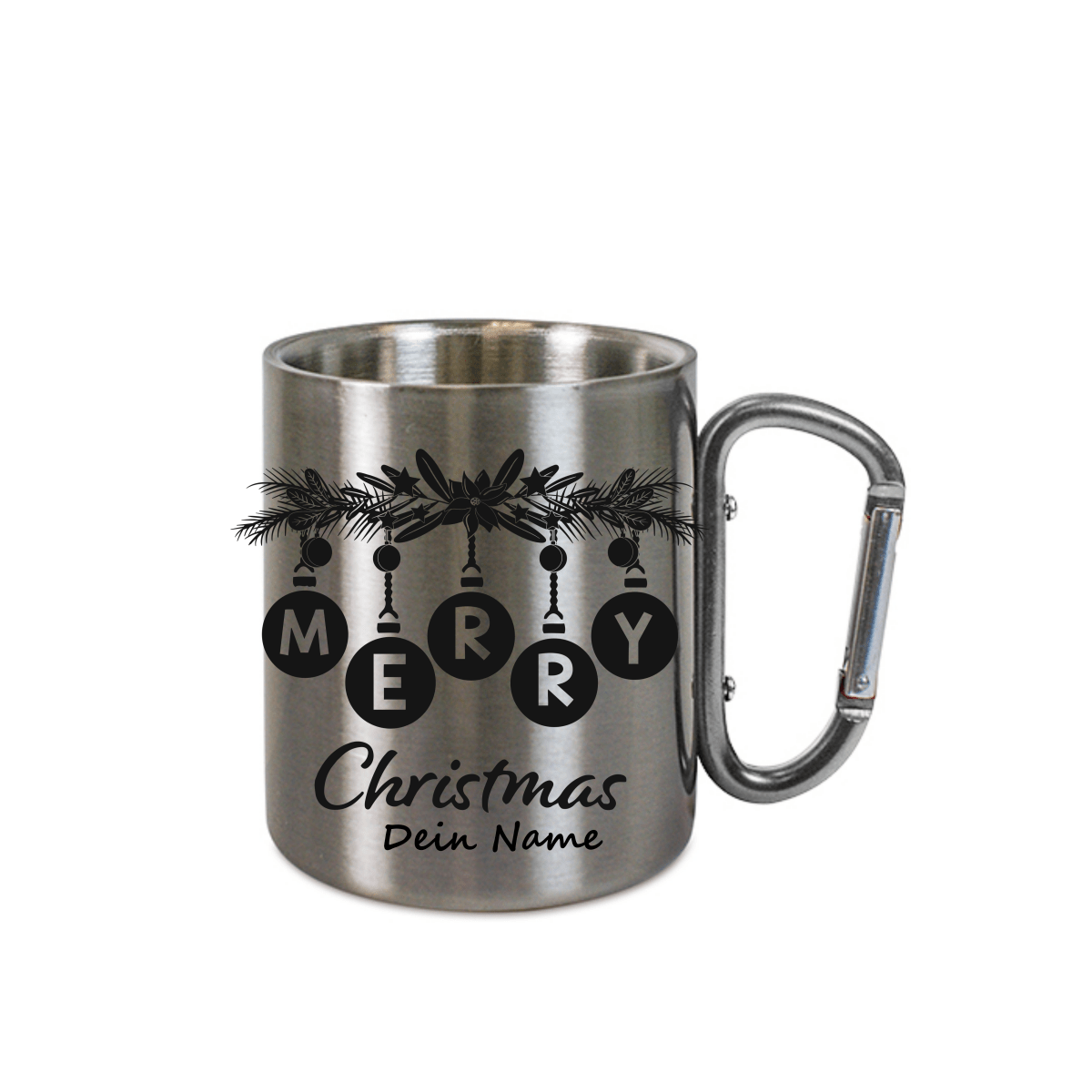 Personalisierte Edelstahl Weihnachtstasse mit deinem Namen Camping Outdoor_0007K - Herz Jesu