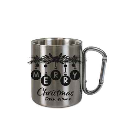 Personalisierte Edelstahl Weihnachtstasse mit deinem Namen Camping Outdoor_0007K - Herz Jesu