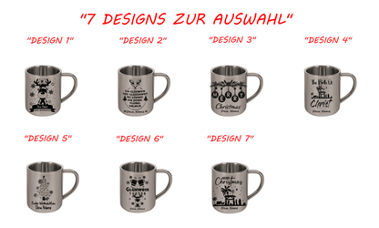 Personalisierte Edelstahl Weihnachtstasse mit deinem Namen Camping Outdoor_0007K - Herz Jesu