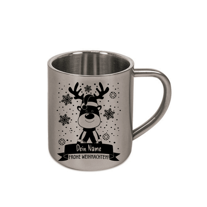 Personalisierte Edelstahl Weihnachtstasse mit deinem Namen Camping Outdoor_0007K - Herz Jesu