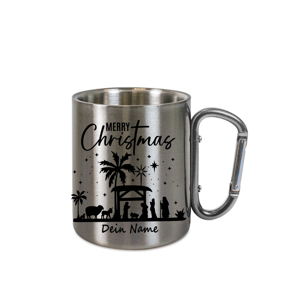 Personalisierte Edelstahl Weihnachtstasse mit deinem Namen Camping Outdoor_0007K - Herz Jesu
