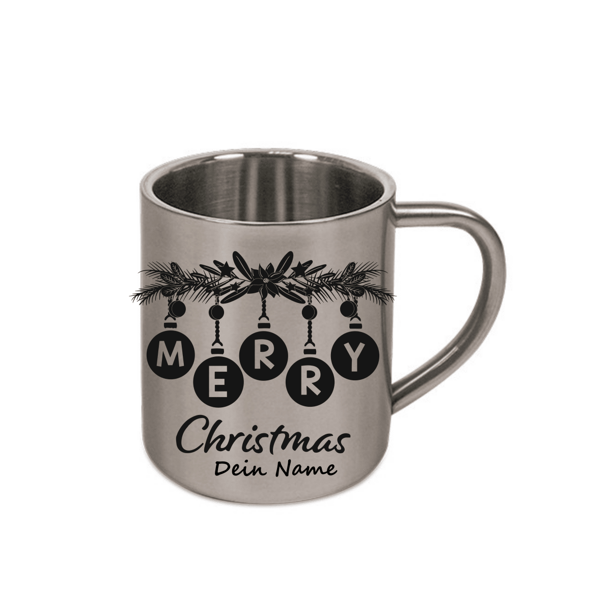 Personalisierte Edelstahl Weihnachtstasse mit deinem Namen Camping Outdoor_0007K - Herz Jesu