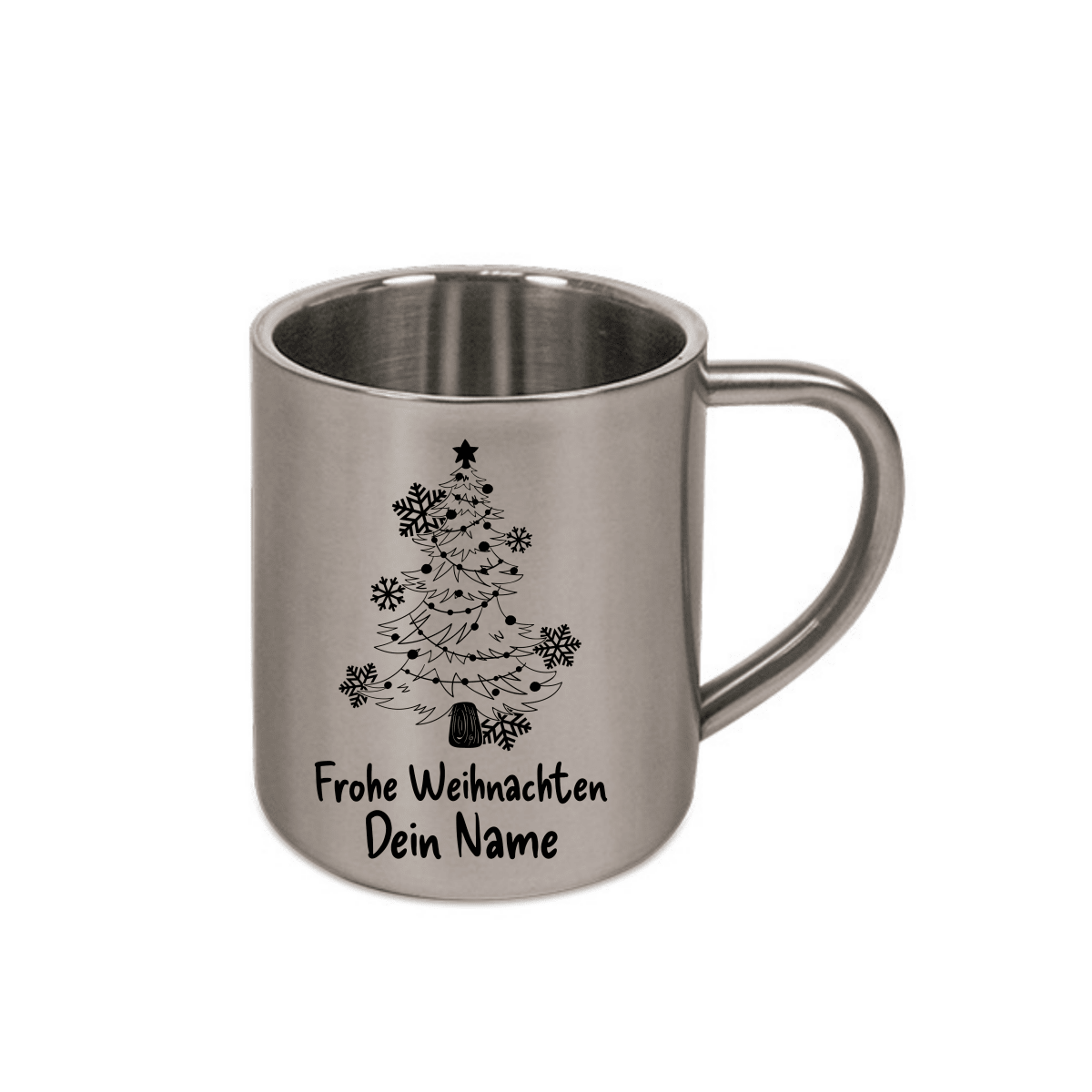 Personalisierte Edelstahl Weihnachtstasse mit deinem Namen Camping Outdoor_0007K - Herz Jesu