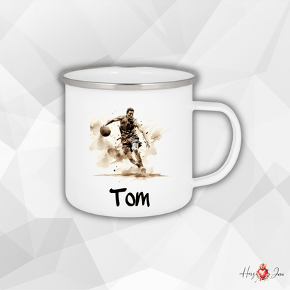 Personalisierte Emaille Tasse mit Namen Basketball Kindertasse Edelstahl Tasse_023H - Herz Jesu