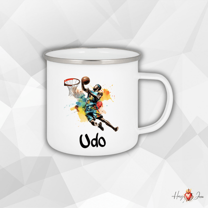 Personalisierte Emaille Tasse mit Namen Basketball Kindertasse Edelstahl Tasse_023H - Herz Jesu