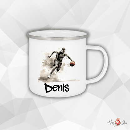 Personalisierte Emaille Tasse mit Namen Basketball Kindertasse Edelstahl Tasse_023H - Herz Jesu