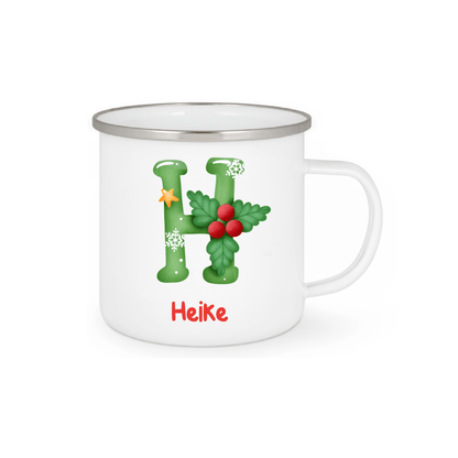 Personalisierte Emaille Tasse mit Namen Edelstahl Tasse_002H - Herz Jesu