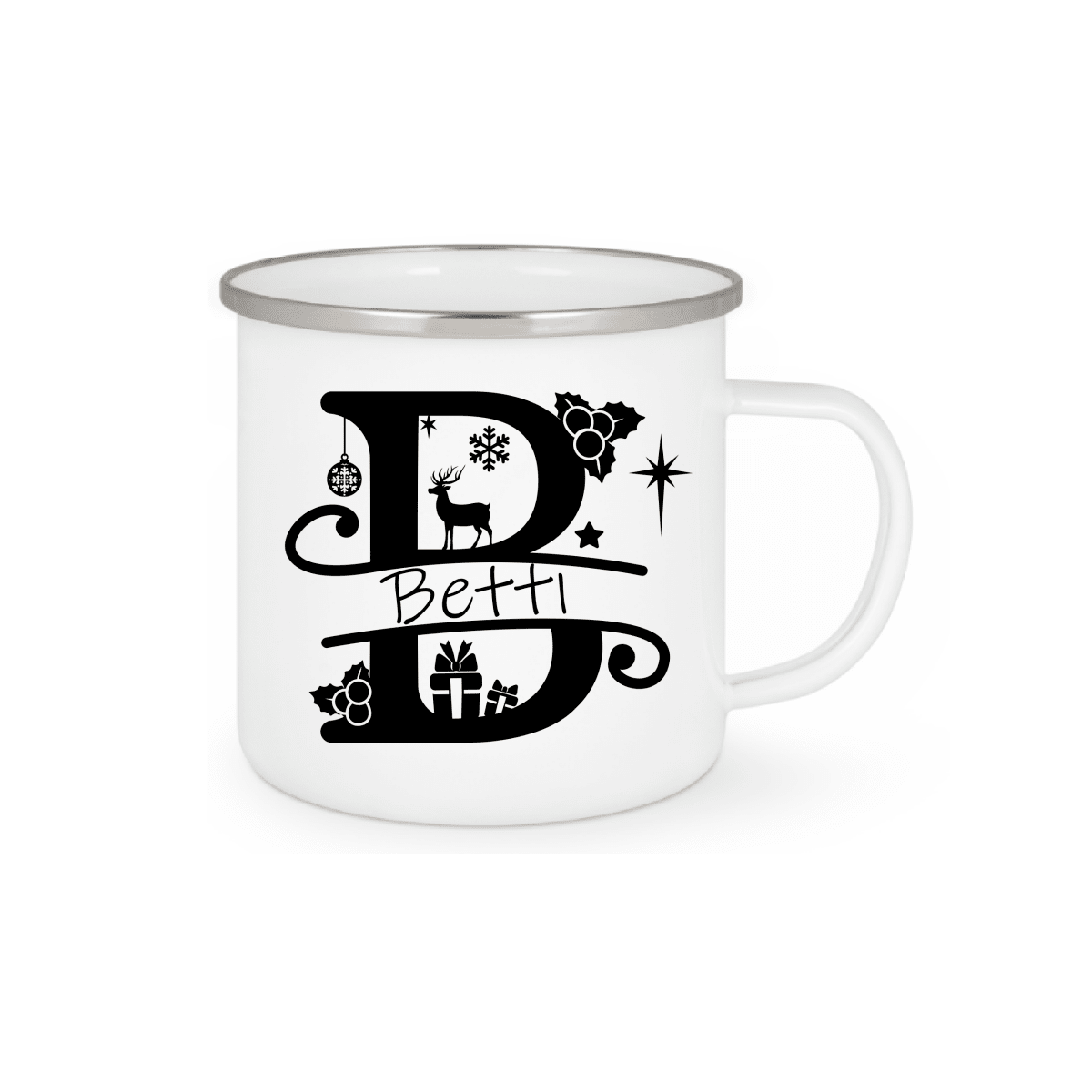 Personalisierte Emaille Tasse mit Namen Edelstahl Tasse_003H - Herz Jesu