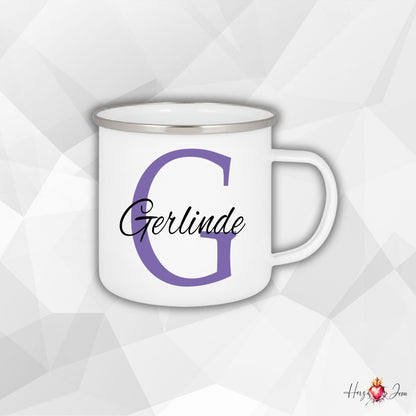 Personalisierte Emaille Tasse mit Namen Edelstahl Tasse_006H - Herz Jesu