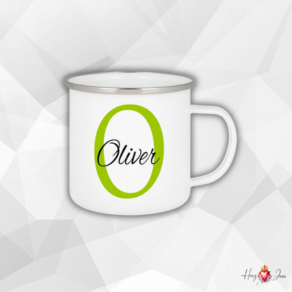 Personalisierte Emaille Tasse mit Namen Edelstahl Tasse_006H - Herz Jesu