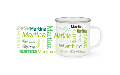 Personalisierte Emaille Tasse mit Namen Edelstahl Tasse_011H - Herz Jesu