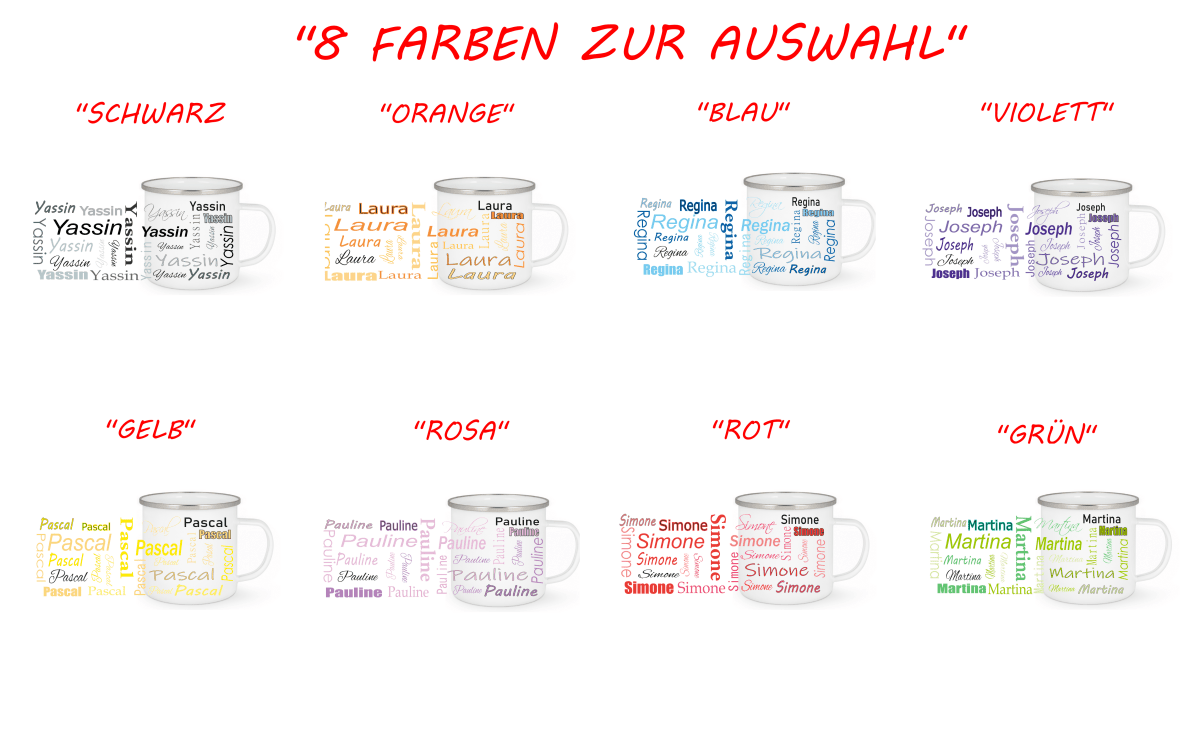 Personalisierte Emaille Tasse mit Namen Edelstahl Tasse_011H - Herz Jesu
