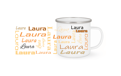 Personalisierte Emaille Tasse mit Namen Edelstahl Tasse_011H - Herz Jesu