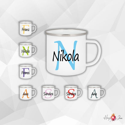 Personalisierte Emaille Tasse mit Namen Edelstahl Tasse_012H - Herz Jesu
